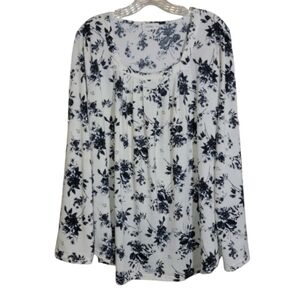 Siddhe plus size pleated square neck floral print top size 2XL